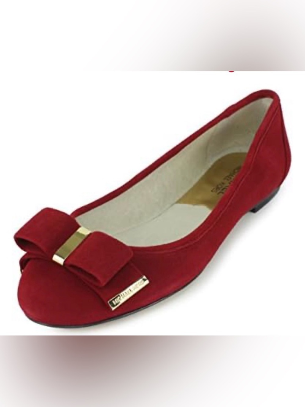 MICHAEL KORS KIERA BURGUNDY SUEDE BALLET FLAT WITH BIW AND GOLD ACCENT SIZE 9 - Picture 2 of 10